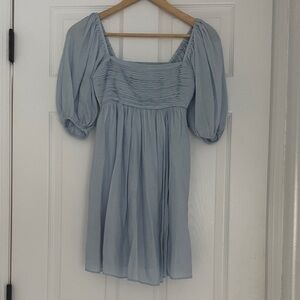 Light Blue Puff Sleeve Dress